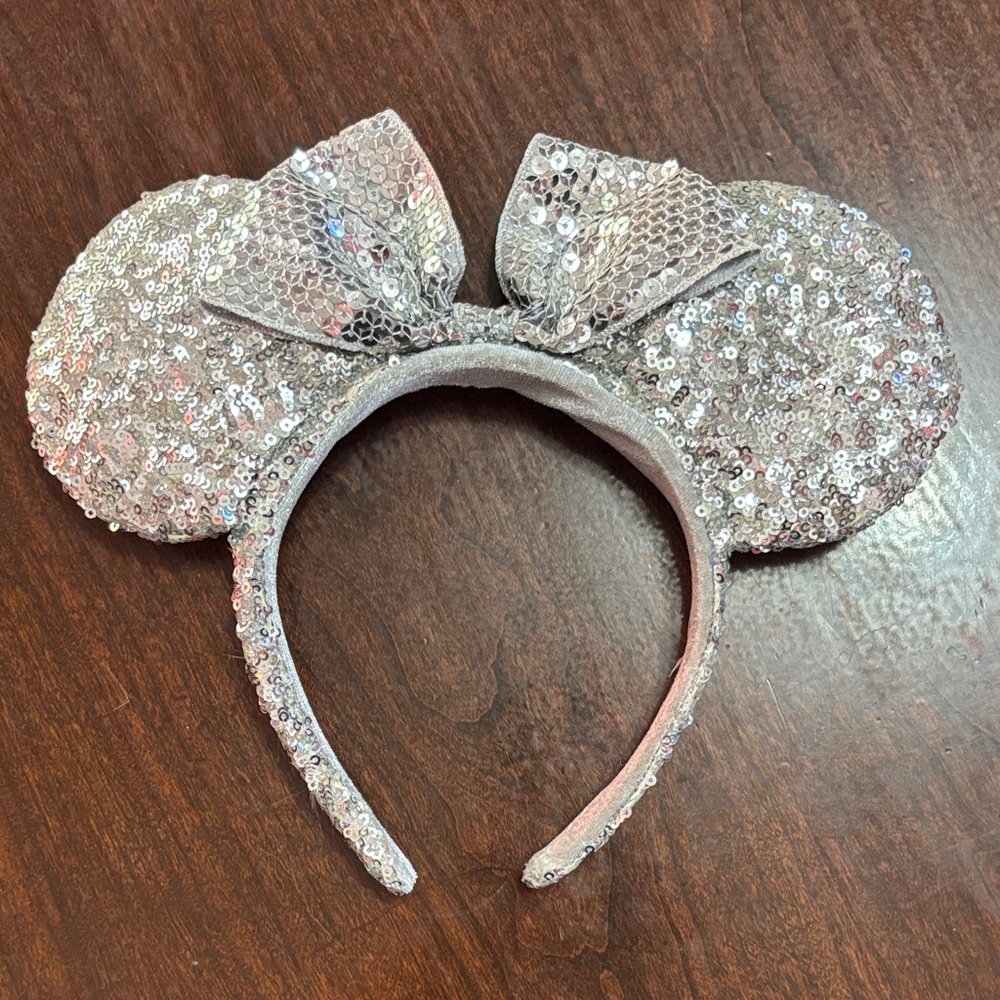Disney Glittering Silver Sequin Ears Headband
